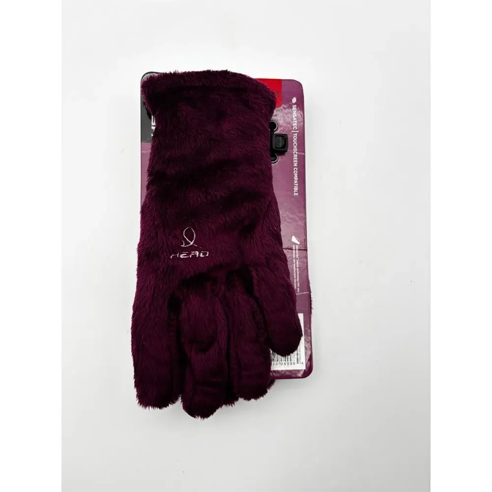 New. Head Sensatec Gloves Purple Medium Women's Faux Fur With Grip New With Tags